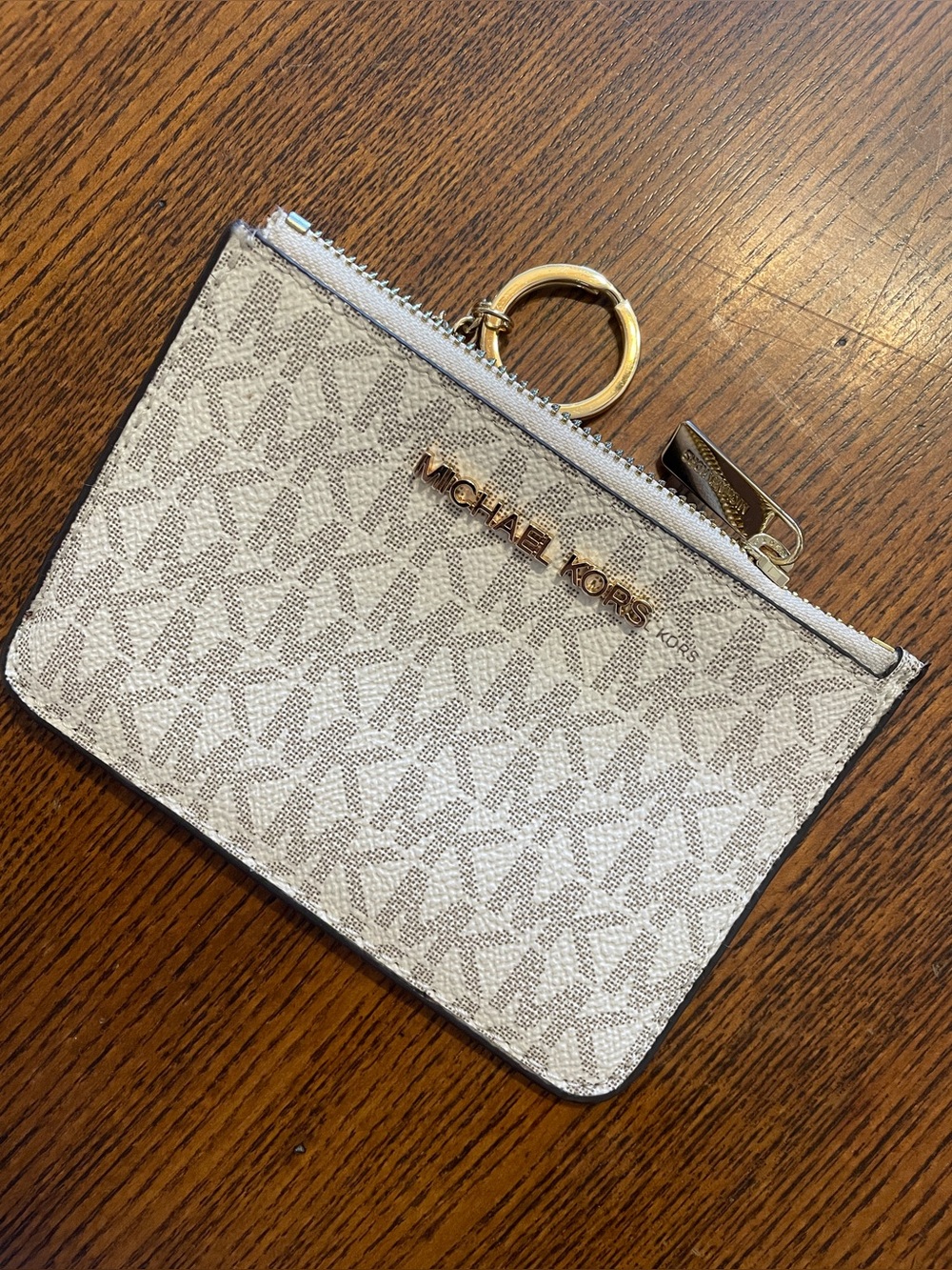 Michael Kors Jet Set Travel Small Signature Logo Coin Purse Vanilla